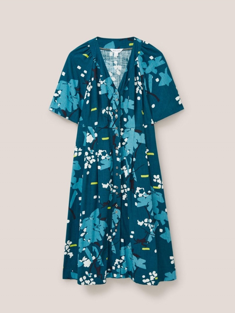 Teal Multi White Stuff Izzie Mid Length Dress | 09786ELTK