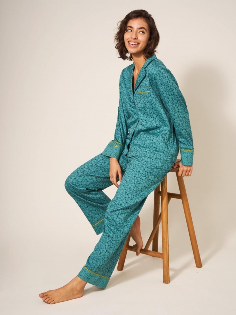 Teal Multi White Stuff Nina Organic Pj Bottom | 82439BHPO