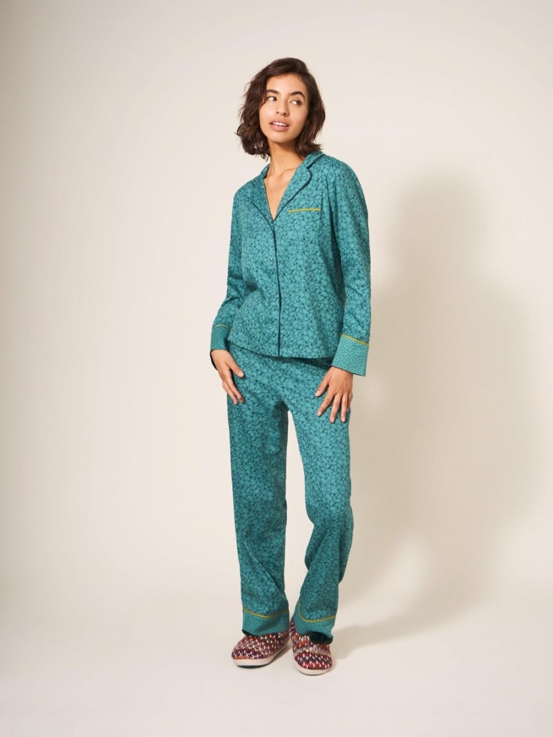 Teal Multi White Stuff Nina Organic Pj Shirt | 91207GLUK