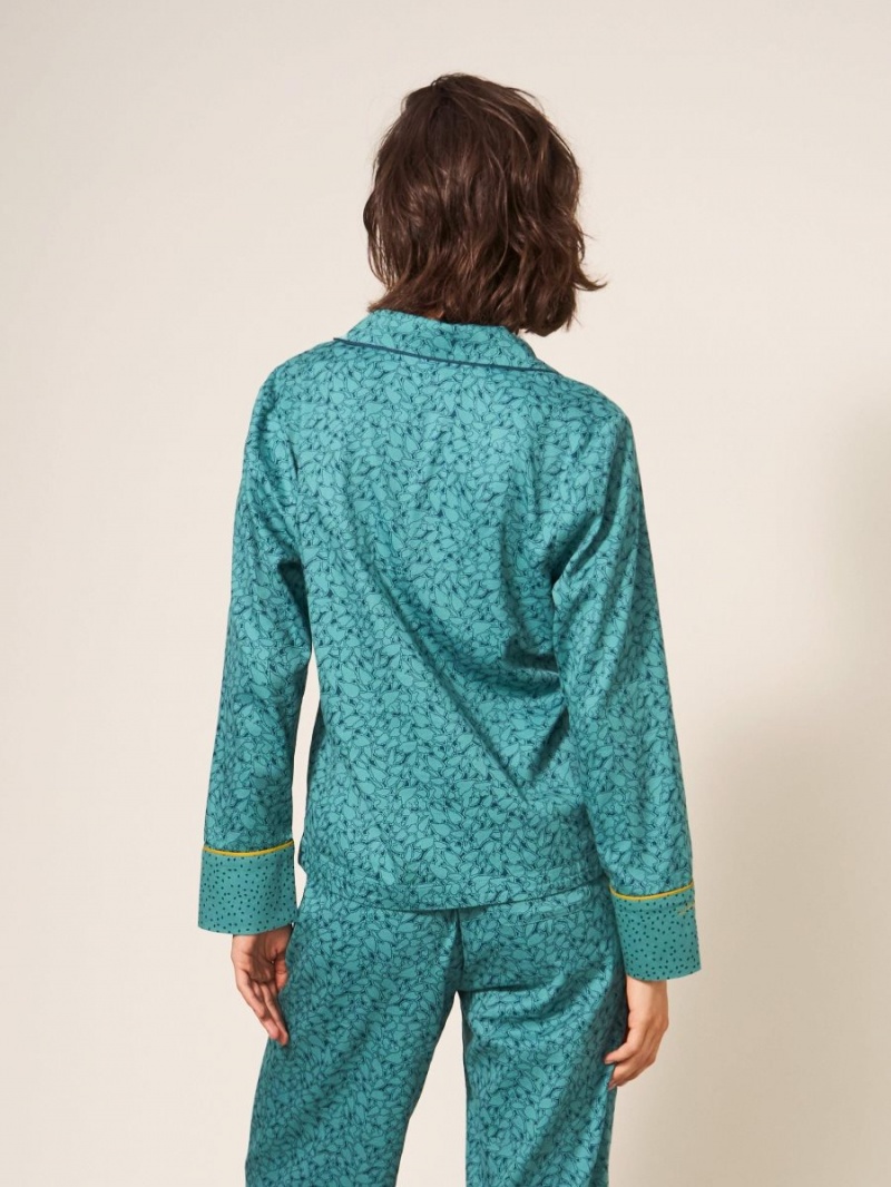 Teal Multi White Stuff Nina Organic Pj Shirt | 91207GLUK