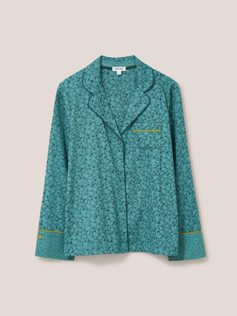 Teal Multi White Stuff Nina Organic Pj Shirt | 91207GLUK