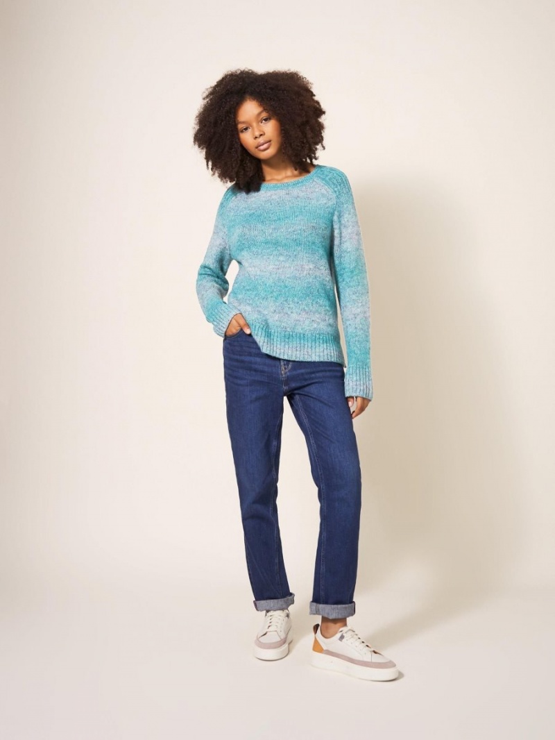 Teal Multi White Stuff Space Dye Wool Jumper | 61234ICOA