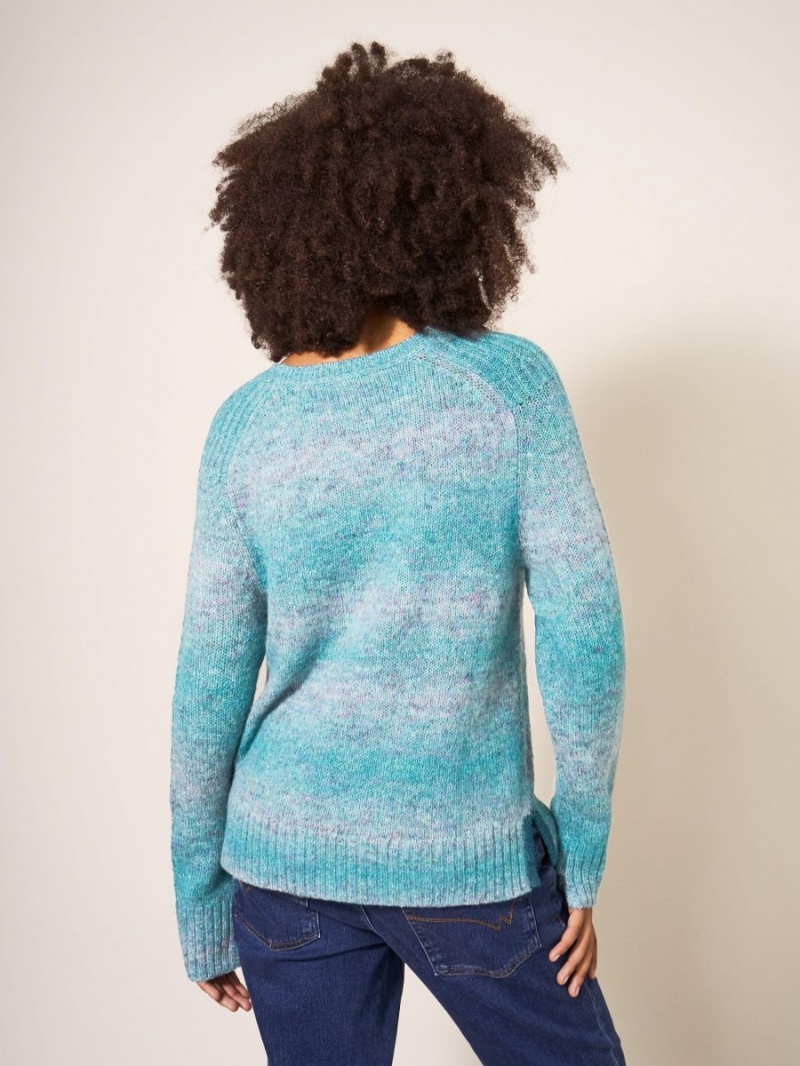 Teal Multi White Stuff Space Dye Wool Jumper | 61234ICOA