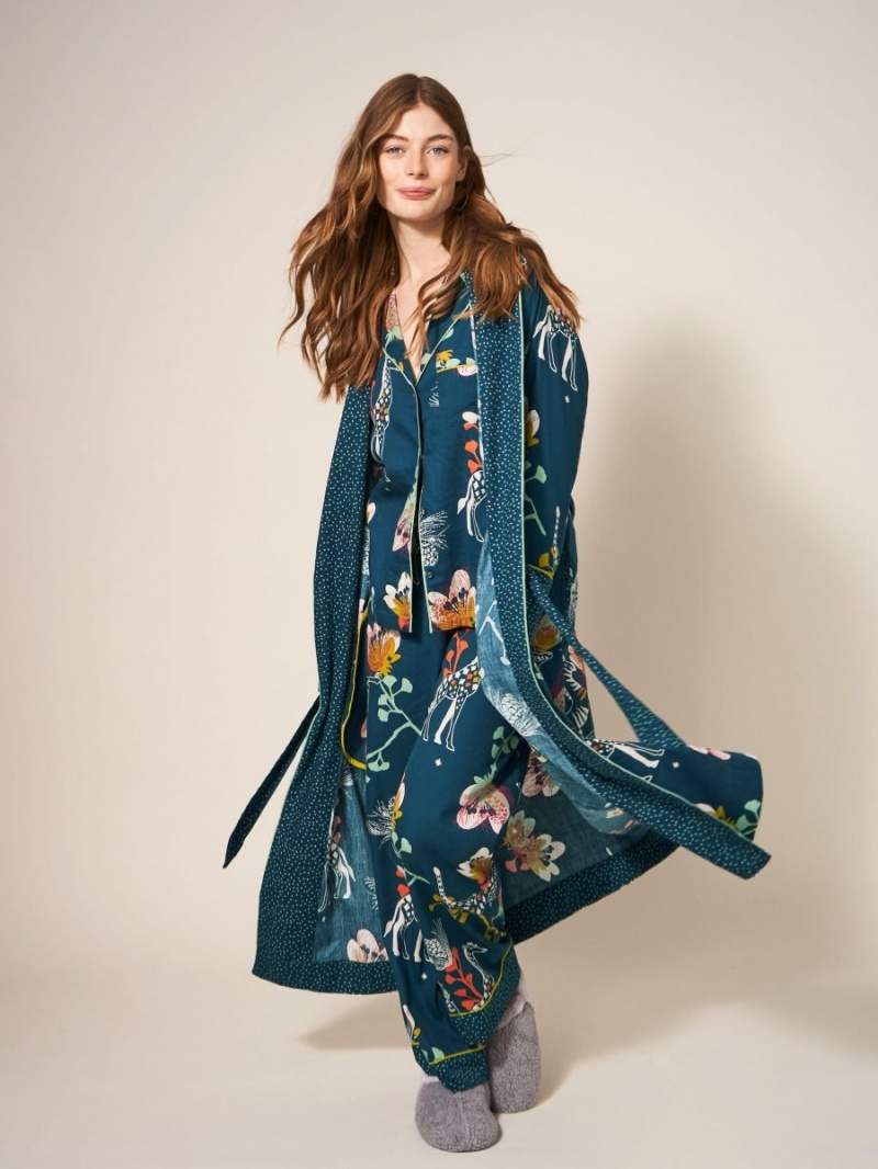 Teal Print White Stuff Nina Organic Dressing Gown | 05738RSNX