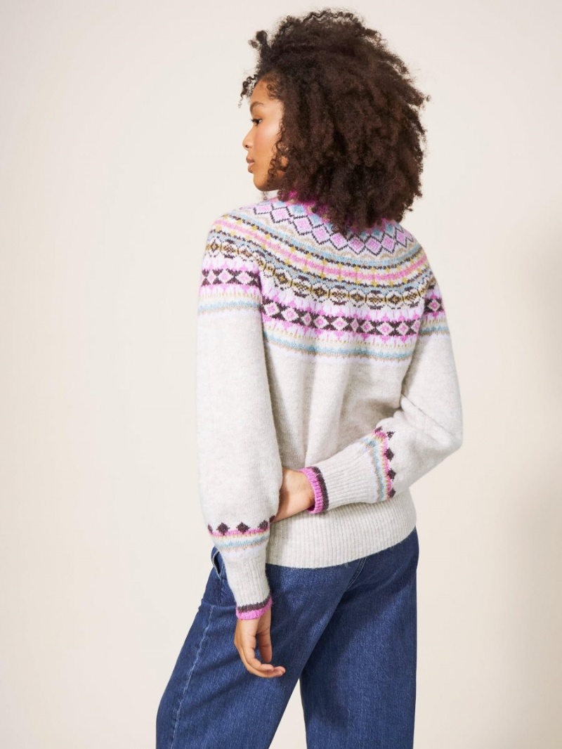 White Multi White Stuff Poppy Fairisle Jumper | 58630YXCF