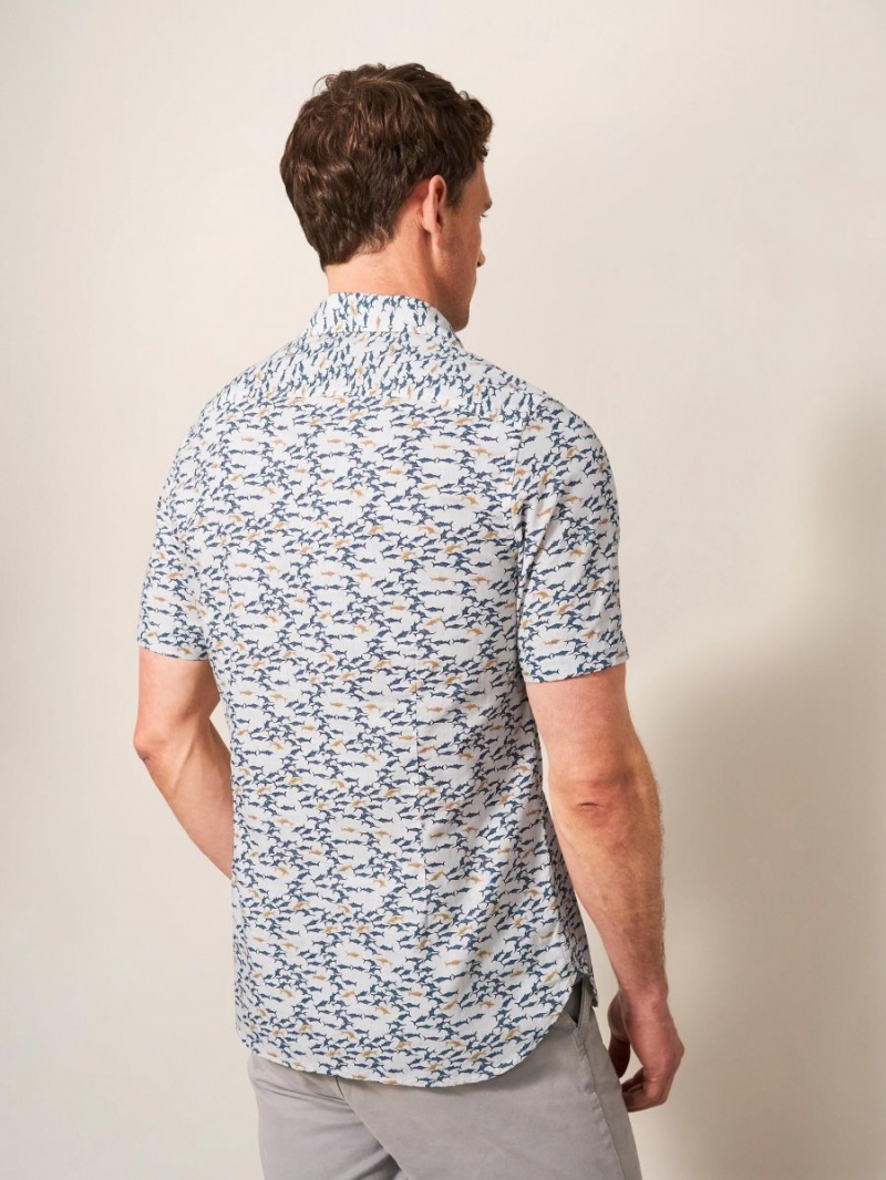 White Multi White Stuff Shark Printed Shirt | 26039YWBK