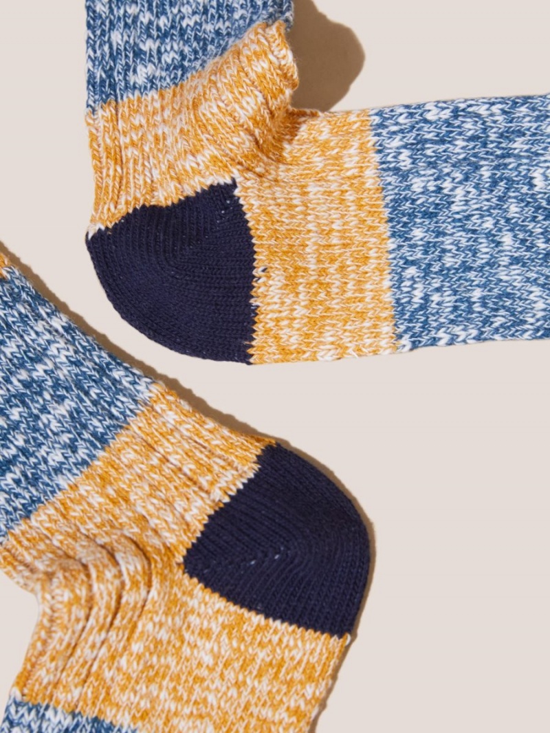 Yellow Multi White Stuff Stripe Boot Socks | 85132JMKE