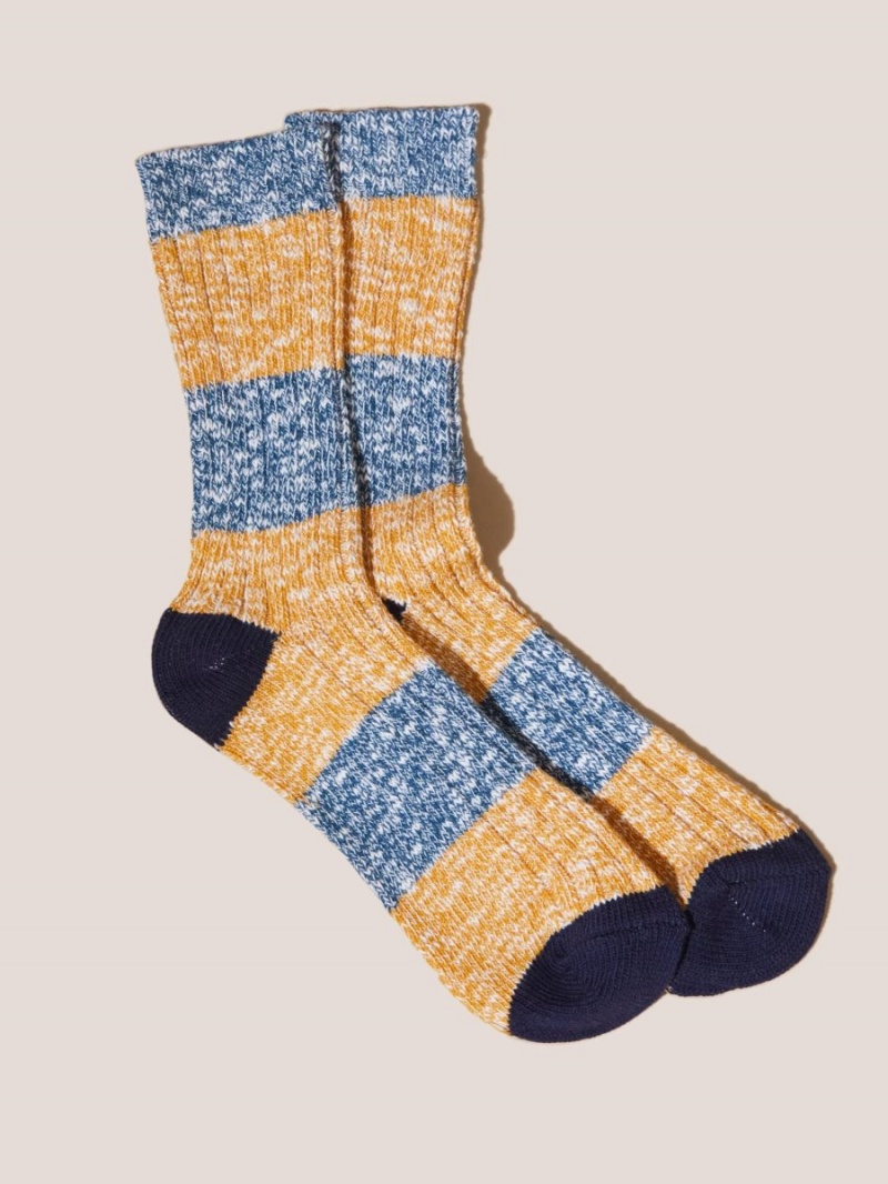 Yellow Multi White Stuff Stripe Boot Socks | 85132JMKE